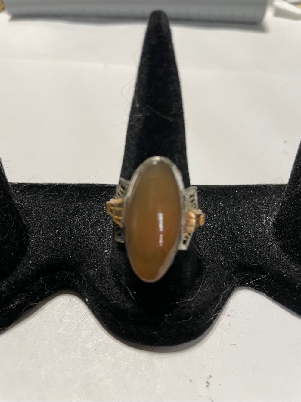 Ring-Vintage Oval Brown Agate Statement Ring